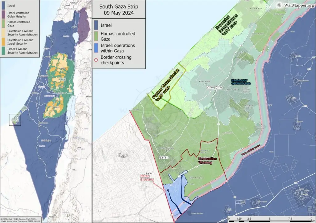 From War Mapper, the IDF’s positions in Southern Gaza